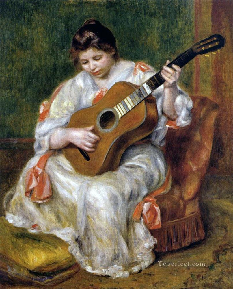 mujer tocando la guitarra Pierre Auguste Renoir Pintura al óleo